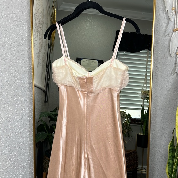 B.Fleurs Hopeless Romantic Tulle Bow Soft Peach Satin Maxi - Picture 6 of 7
